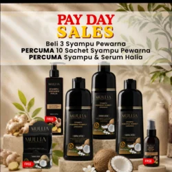 3 botol Syampu Uban 400ml + FREE Syampu Uban 250ml + FREE Syampu & Serum Halia