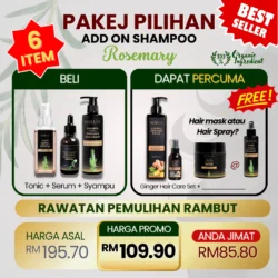 5 ITEM – TONIC, SERUM & SHAMPOO ROSEMARY ORGANIC (FREE GINGER SET)