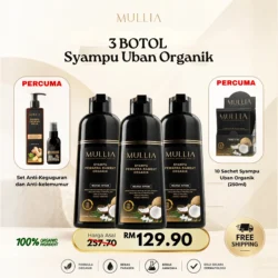 3 botol Syampu Uban 400ml + FREE Syampu Uban 250ml + FREE Syampu & Serum Halia