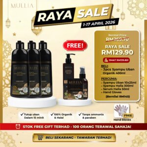 3 BOTOL SYAMPU UBAN ORGANIK MULLIA - RAYA SALE